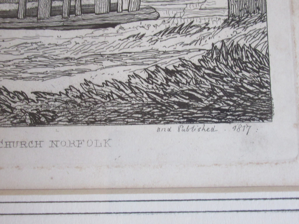 John Sell Cotman, Church Porch Hunstanton Norfolk, 1817 antique etching, framed