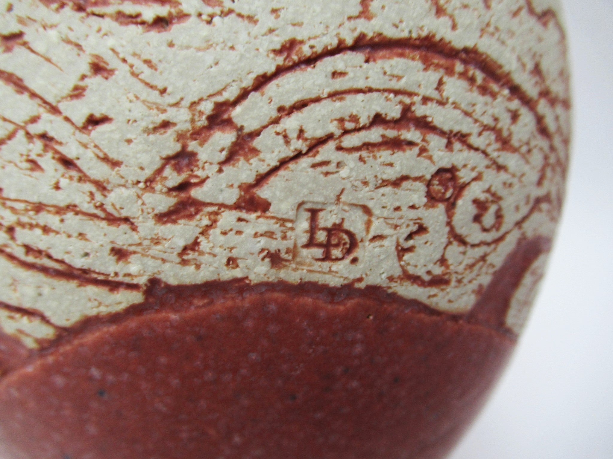 Louise Darby, British studio pottery stoneware vase, dolphin design, c2010