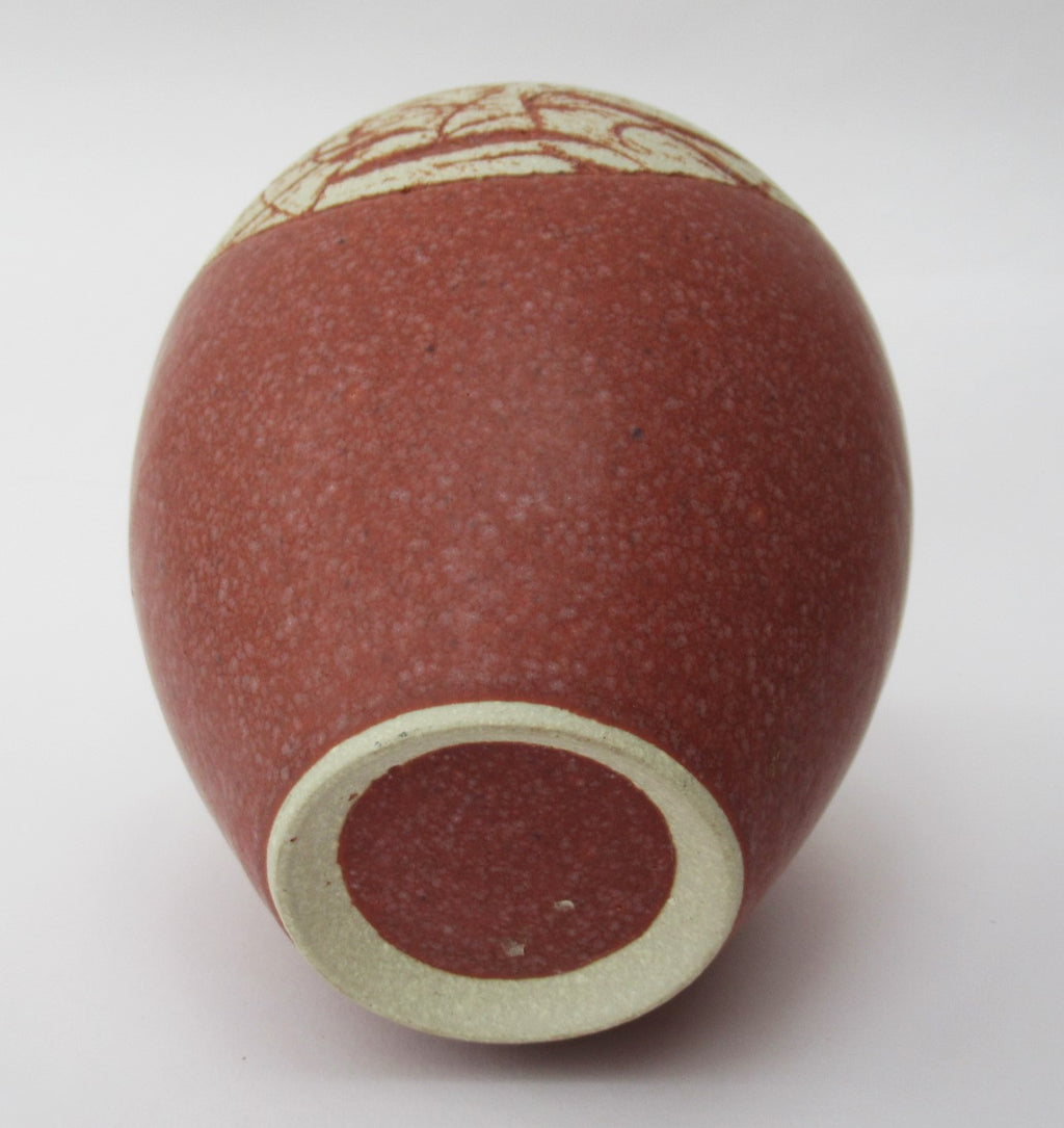 Louise Darby, British studio pottery stoneware vase, dolphin design, c2010