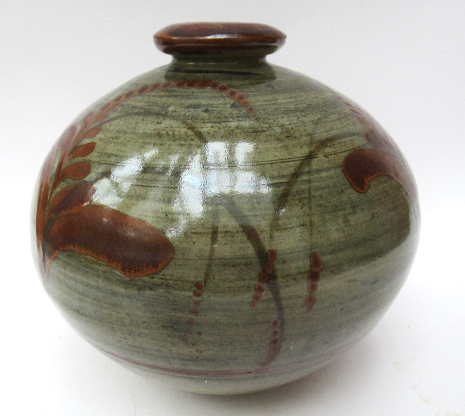 David Leach, Lowerdown pottery, large studio pottery jar, foxglove decoration, c1985