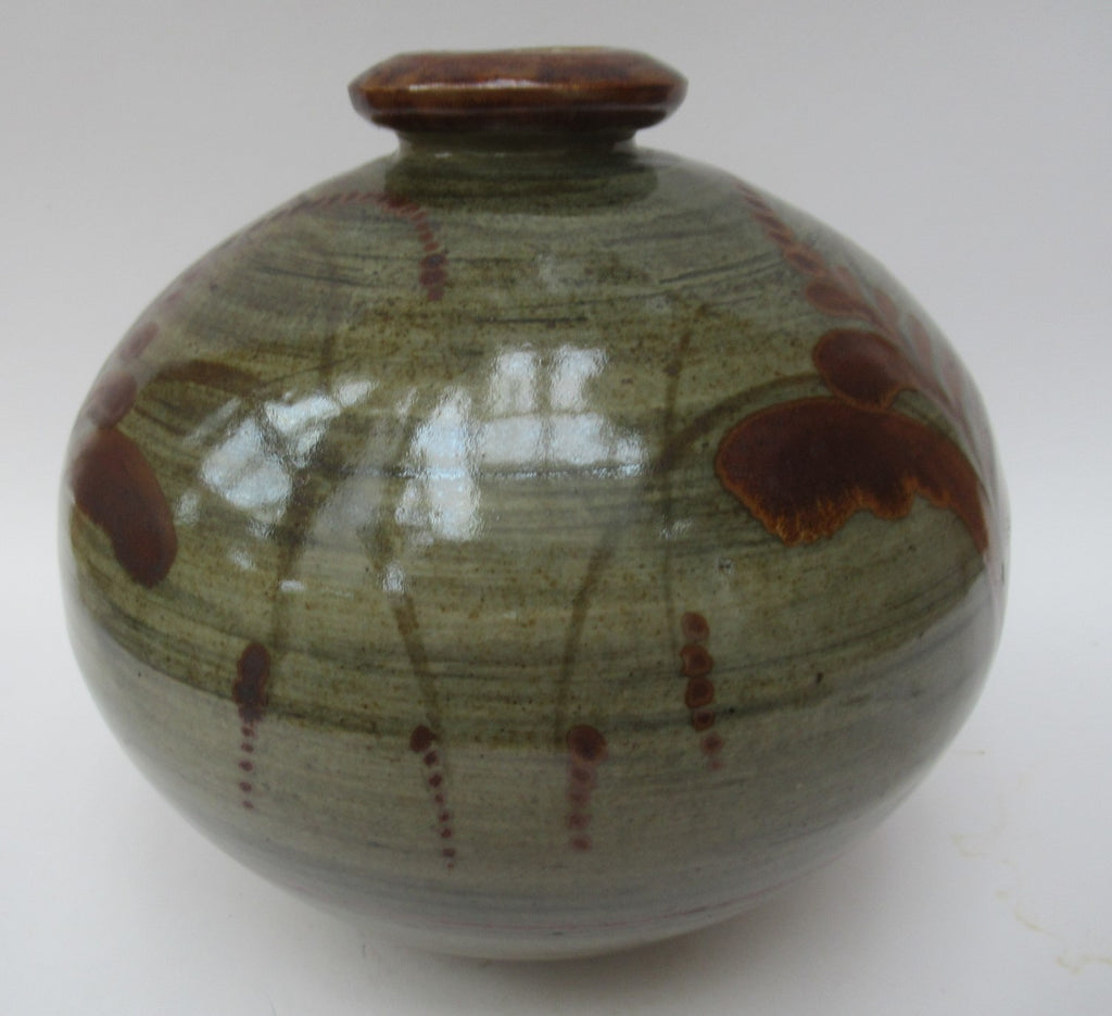 David Leach, Lowerdown pottery, large studio pottery jar, foxglove decoration, c1985