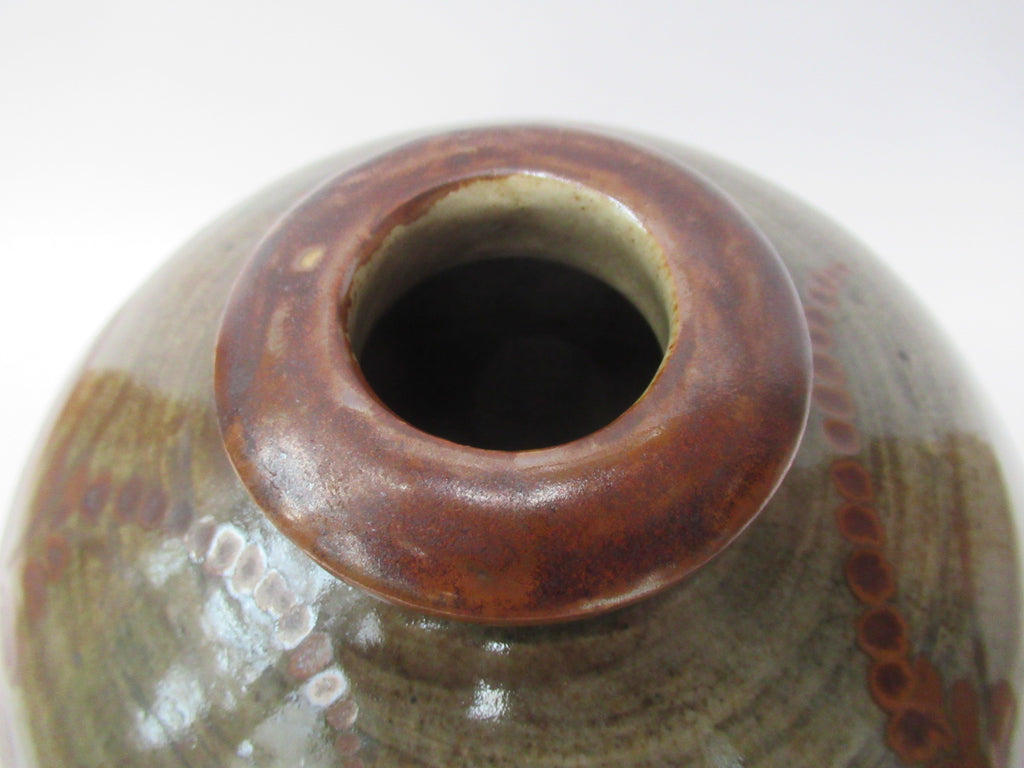 David Leach, Lowerdown pottery, large studio pottery jar, foxglove decoration, c1985