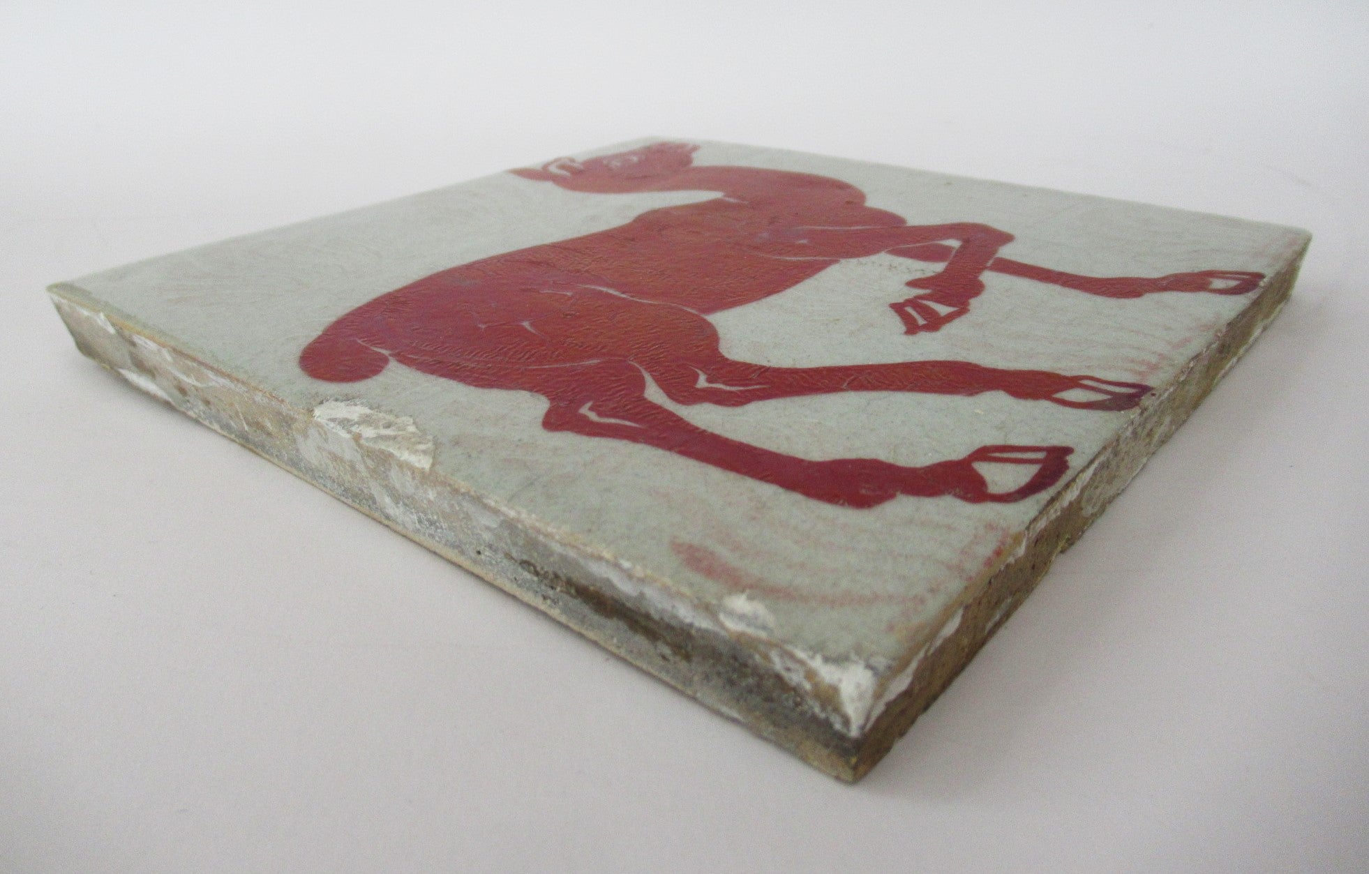 William de Morgan, Merton Abbey Arts and Crafts lustre tile with deer, c1885