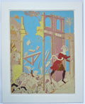 Stan Dobbin unique large screenprint, The Destruction of Job's Sons c1970 signed