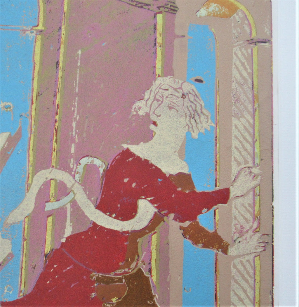 Stan Dobbin unique large screenprint, The Destruction of Job's Sons c1970 signed