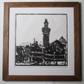 Stan Dobbin large woodcut print, Strangeways Prison Manchester, c1970, framed