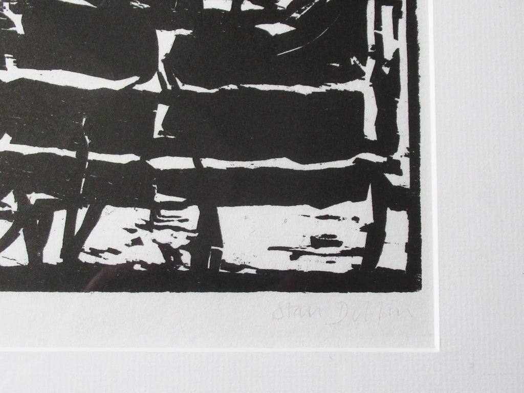 Stan Dobbin large woodcut print, Strangeways Prison Manchester, c1970, framed
