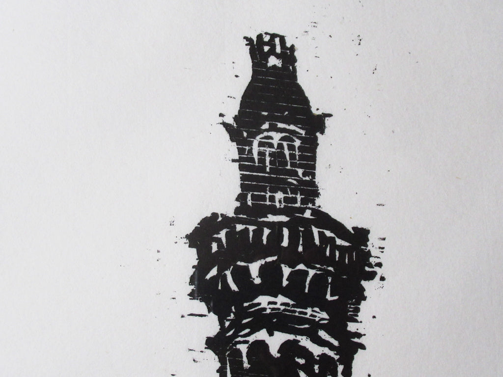 Stan Dobbin large woodcut print, Strangeways Prison Manchester, c1970, framed