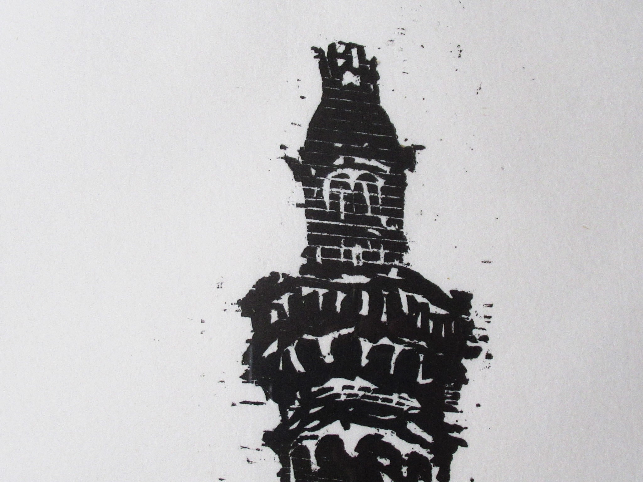Stan Dobbin large woodcut print, Strangeways Prison Manchester, c1970, framed