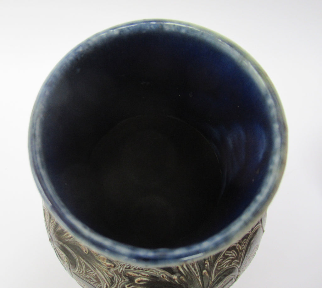 Doulton Lambeth antique richly decorated stoneware vase by Edith Rogers, 1881