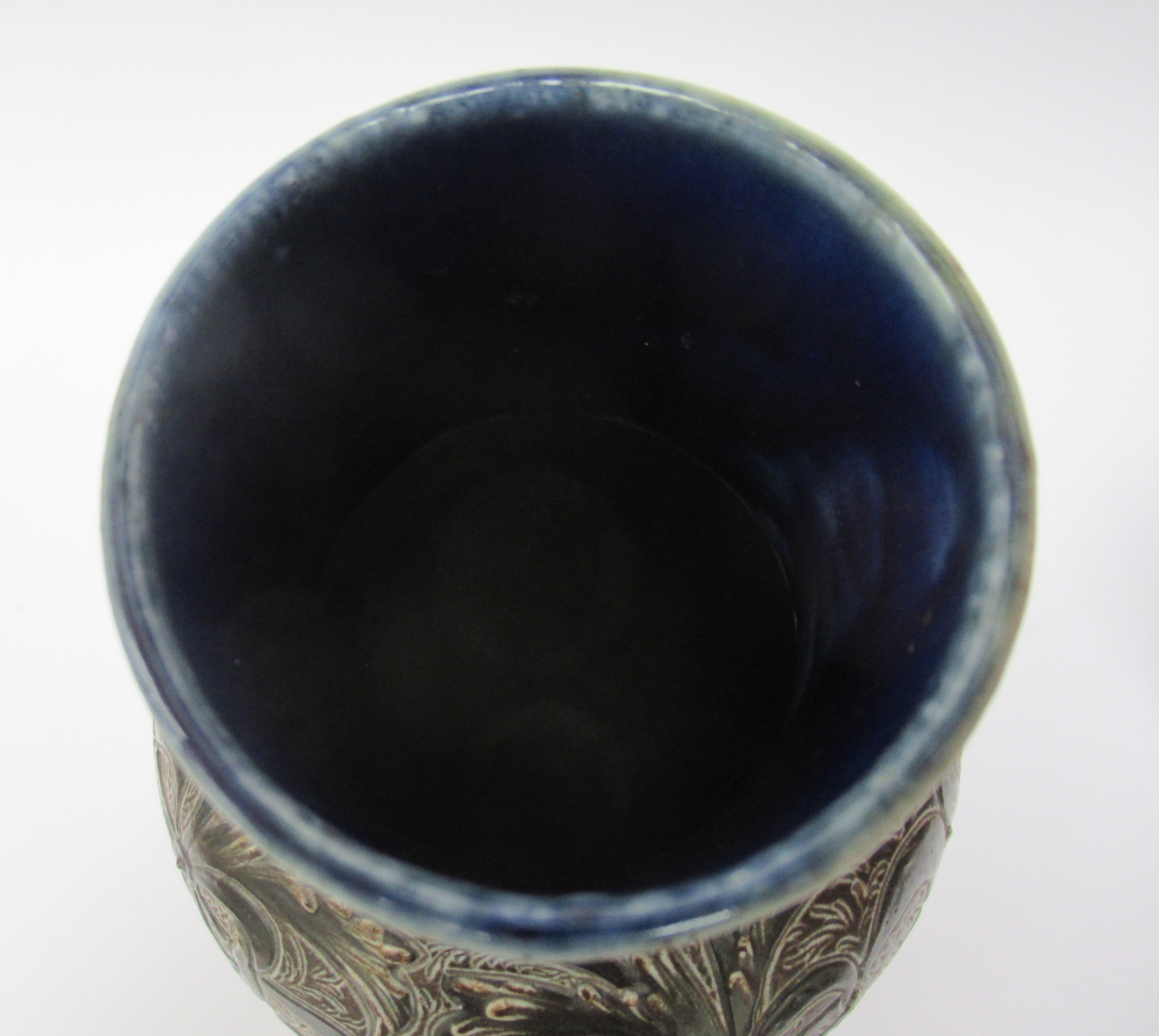 Doulton Lambeth antique richly decorated stoneware vase by Edith Rogers, 1881