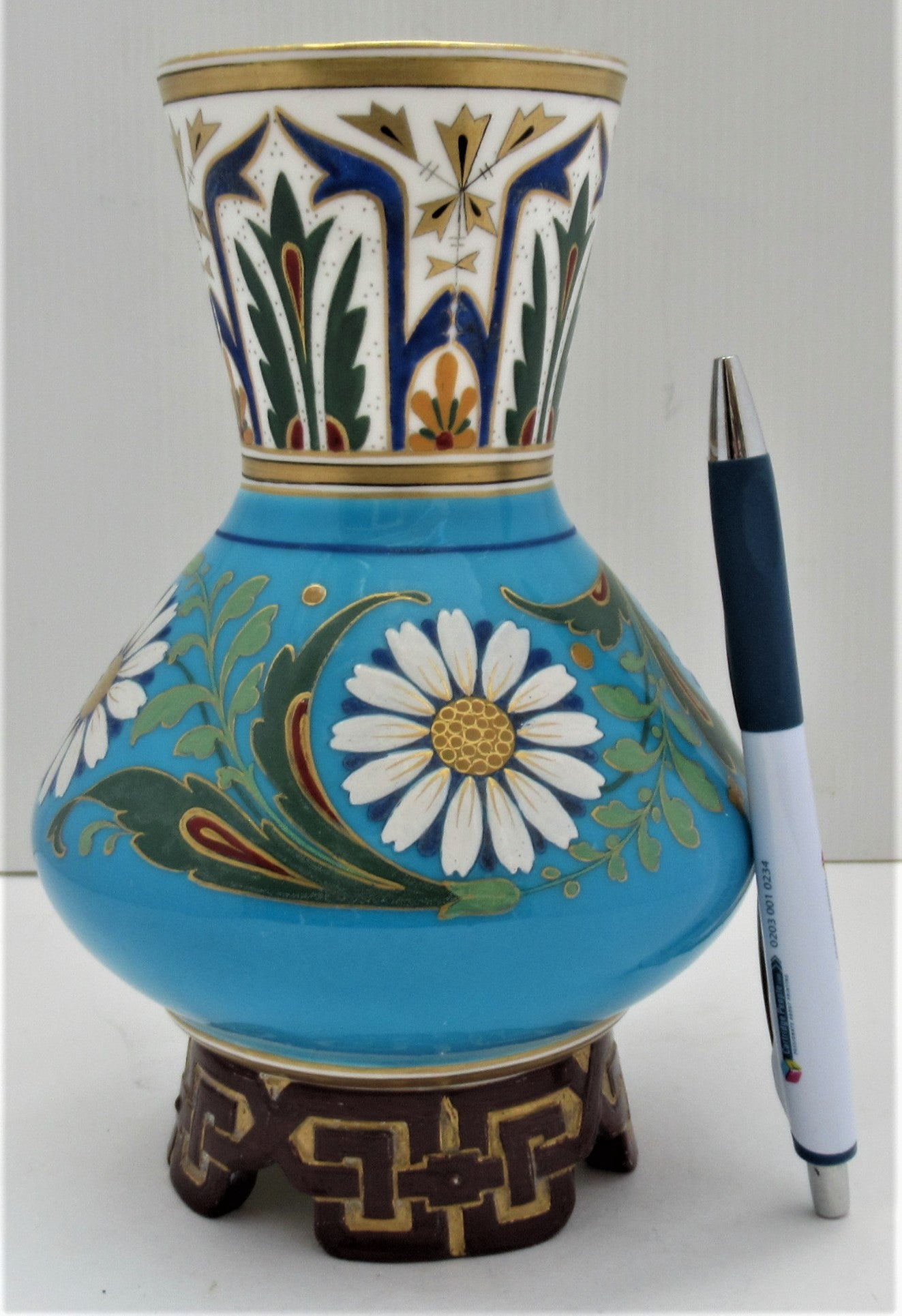Dr Christopher Dresser, Mintons/Minton, porcelain vase, cloisonné style, 1869