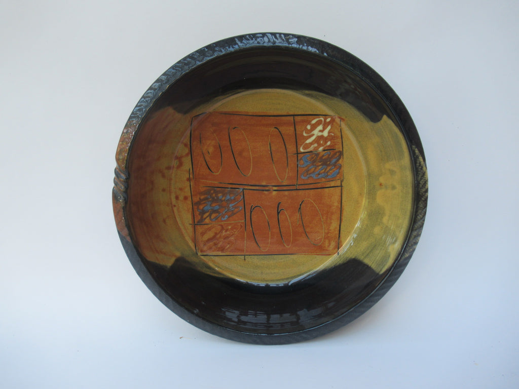 Françoise Dufayard, French studio pottery slipware dish, 2012
