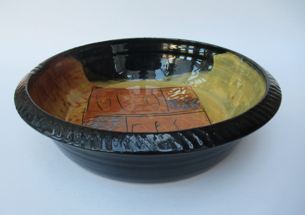 Françoise Dufayard, French studio pottery slipware dish, 2012