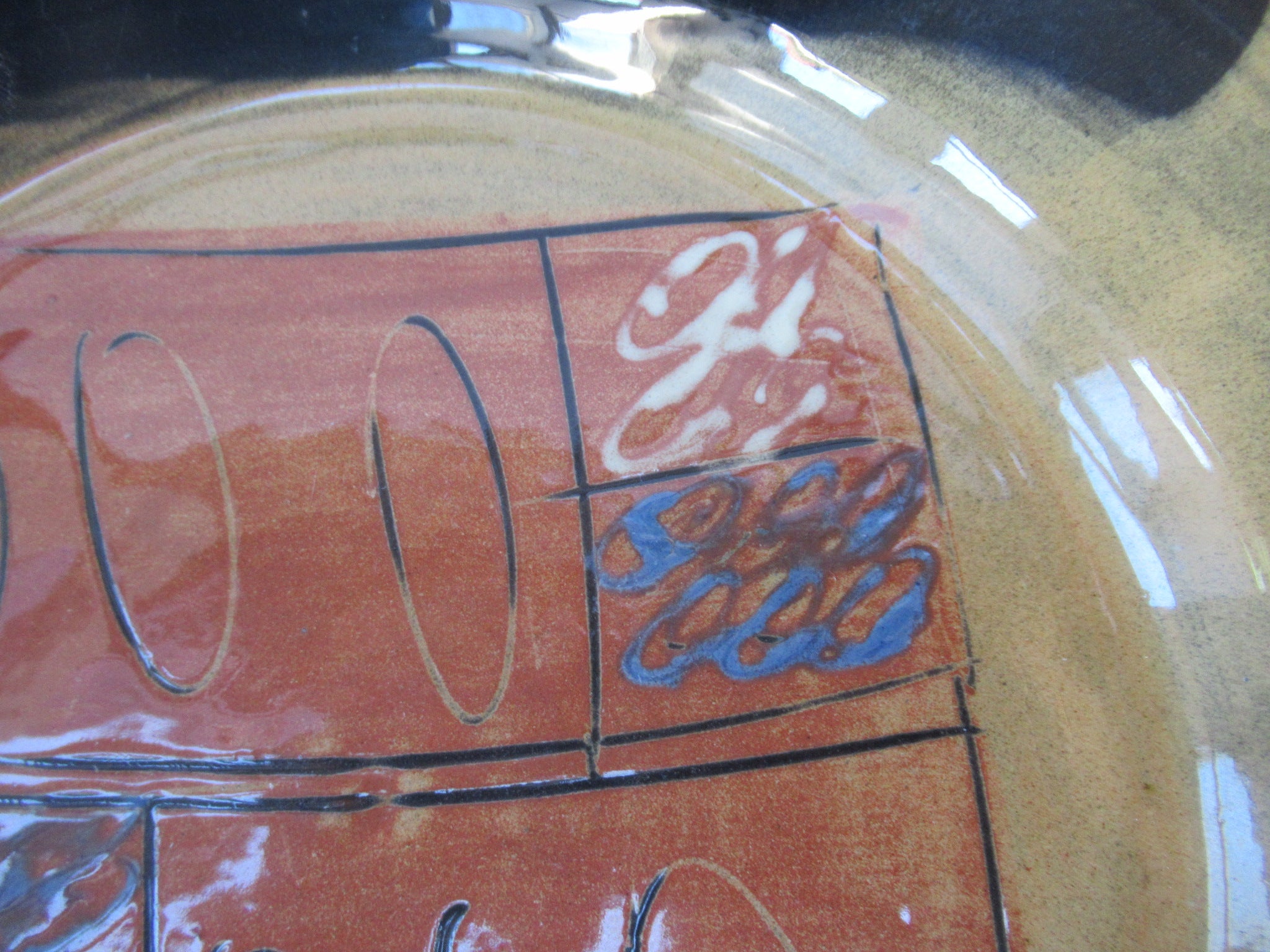 Françoise Dufayard, French studio pottery slipware dish, 2012