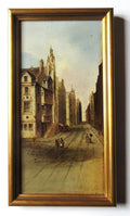 Antique hand painted framed tile, c1880, Edinburgh, John Knox's House, Canongate