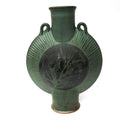 Simon Eeles, Shepherd's Well Pottery, large flattened stoneware vase, c1990