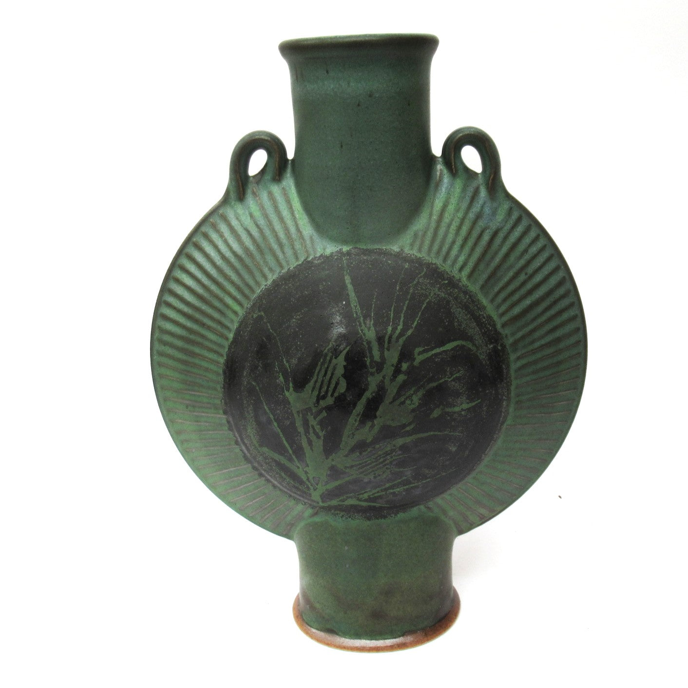 Simon Eeles, Shepherd's Well Pottery, large flattened stoneware vase, c1990