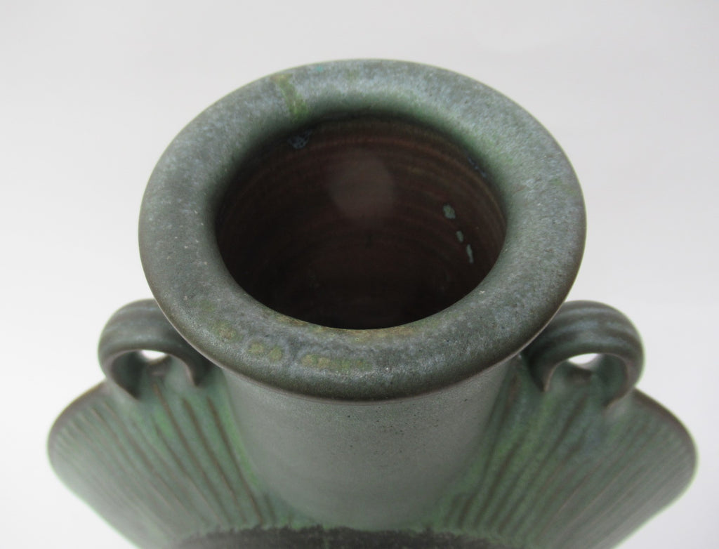 Simon Eeles, Shepherd's Well Pottery, large flattened stoneware vase, c1990