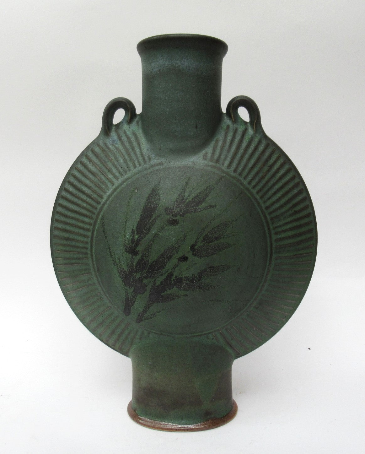 Simon Eeles, Shepherd's Well Pottery, large flattened stoneware vase, c1990