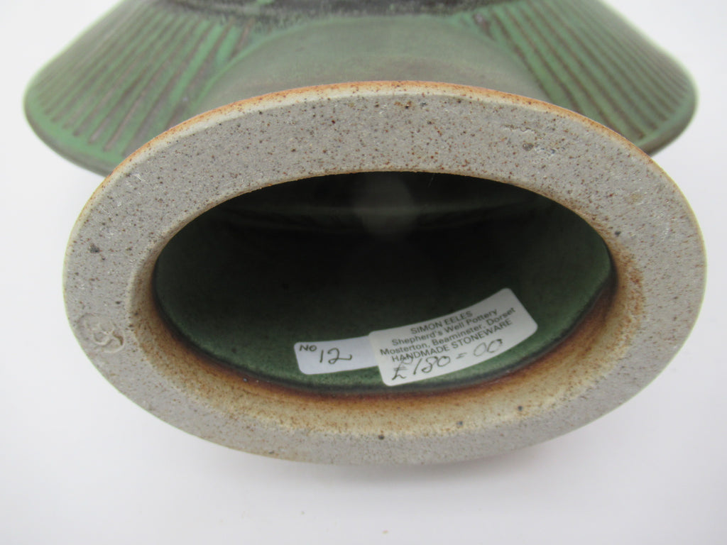Simon Eeles, Shepherd's Well Pottery, large flattened stoneware vase, c1990
