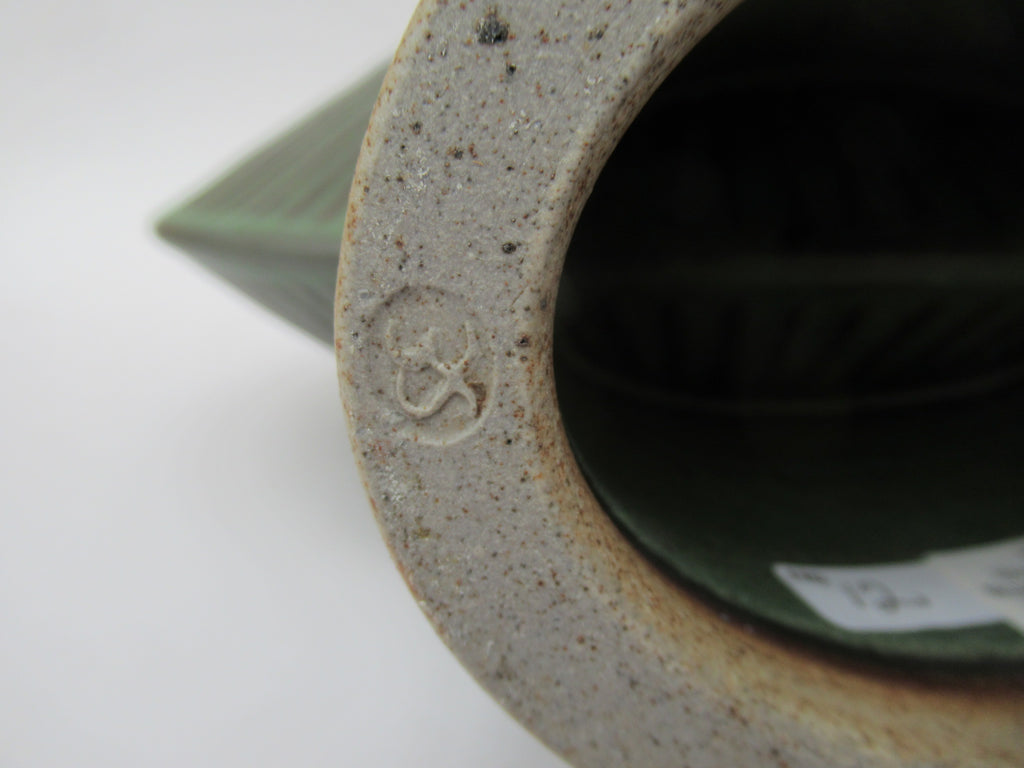 Simon Eeles, Shepherd's Well Pottery, large flattened stoneware vase, c1990