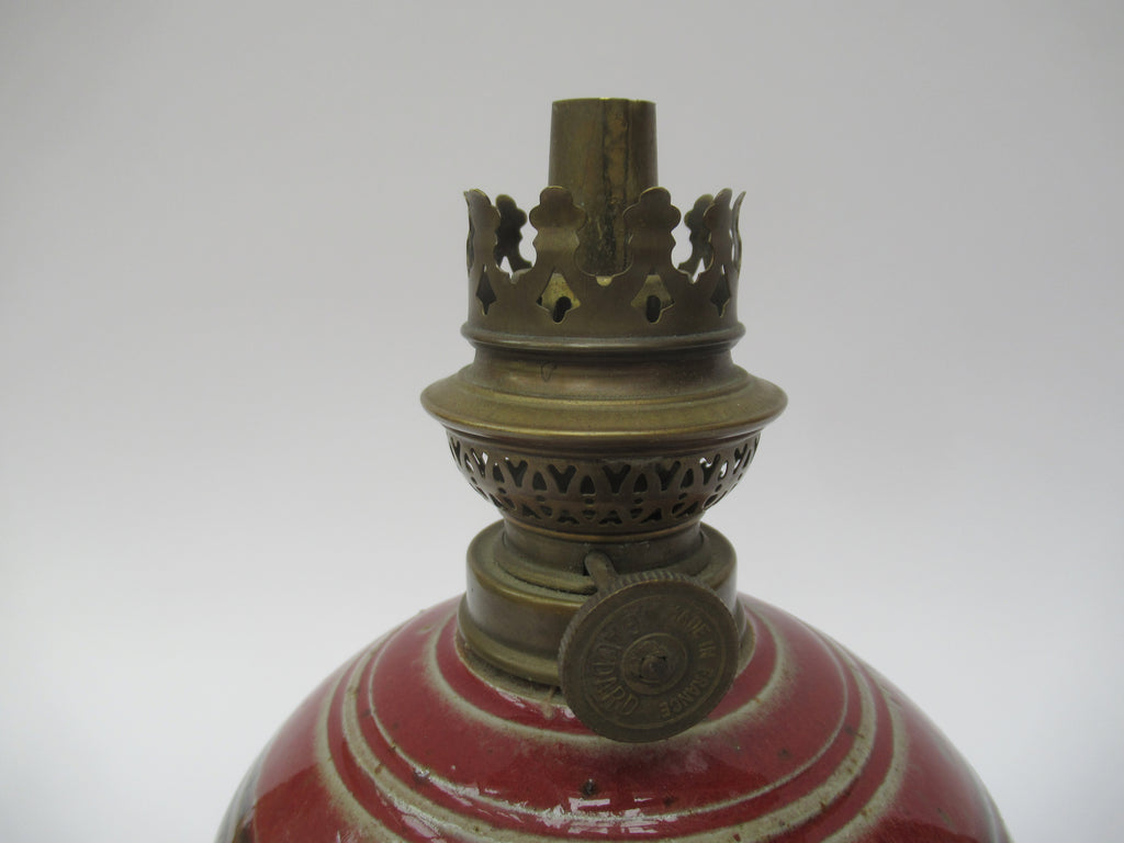 French vintage studio pottery stoneware oil or kerosene lamp, c1980