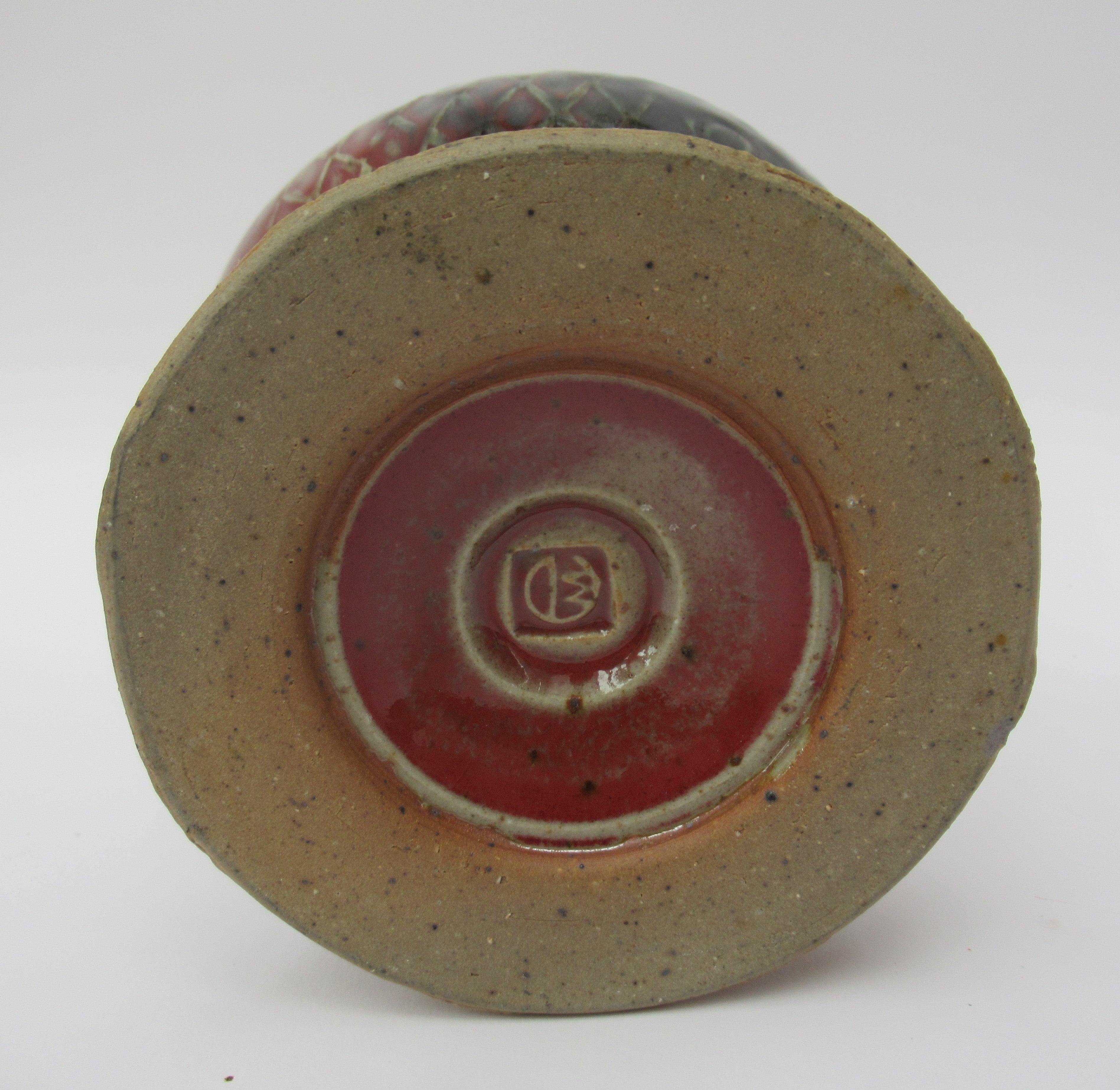 French vintage studio pottery stoneware oil or kerosene lamp, c1980