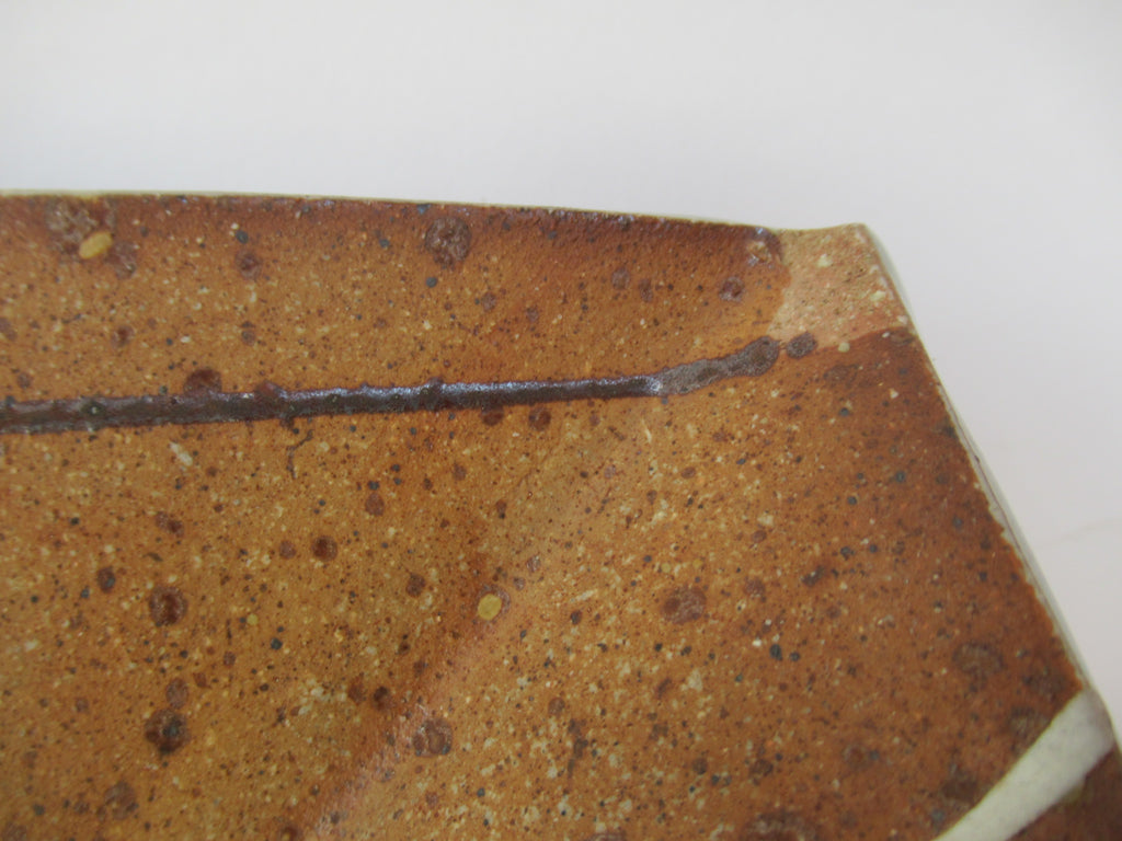 David Frith, Brookhouse Pottery, large stoneware square footed dish, c1990