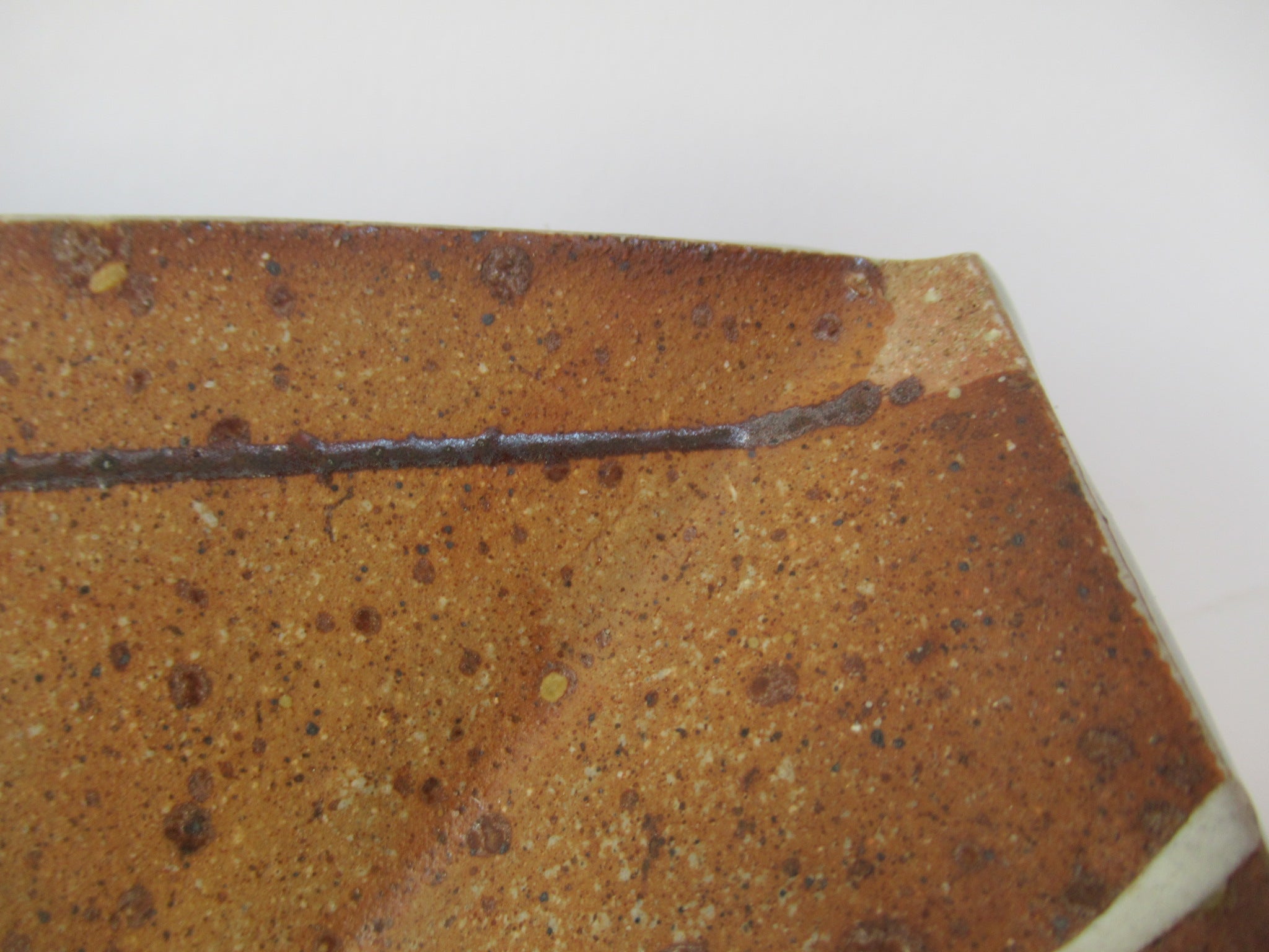 David Frith, Brookhouse Pottery, large stoneware square footed dish, c1990