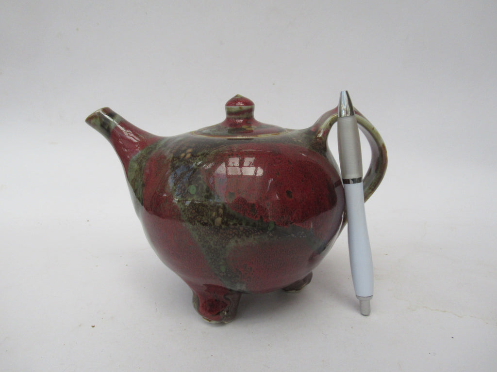 Margaret Frith, Brookhouse Pottery, richly decorated stoneware teapot, c1990