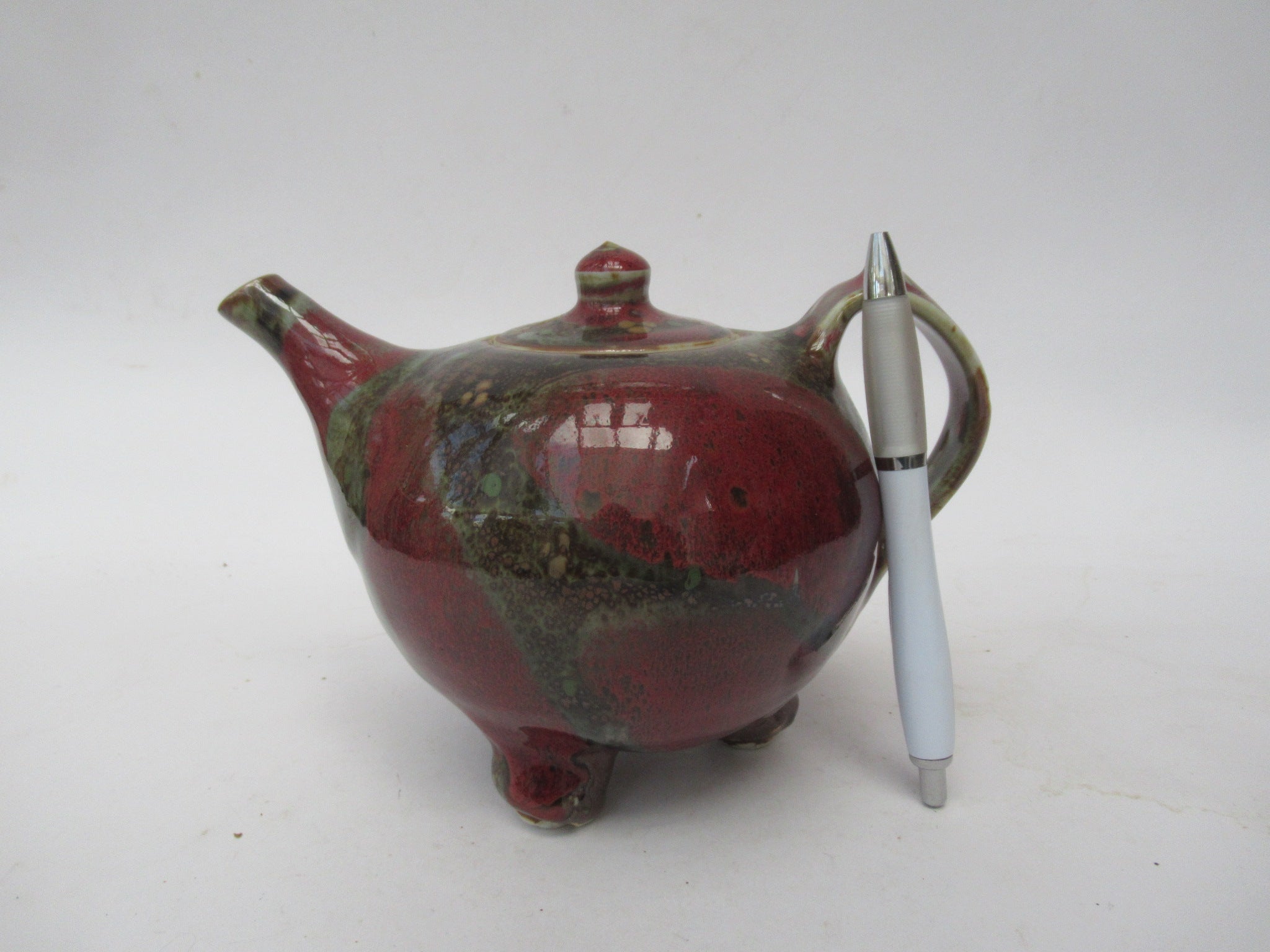 Margaret Frith, Brookhouse Pottery, richly decorated stoneware teapot, c1990