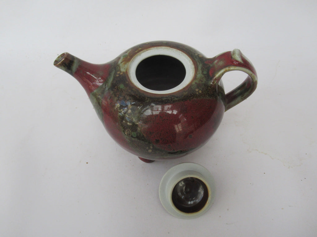 Margaret Frith, Brookhouse Pottery, richly decorated stoneware teapot, c1990