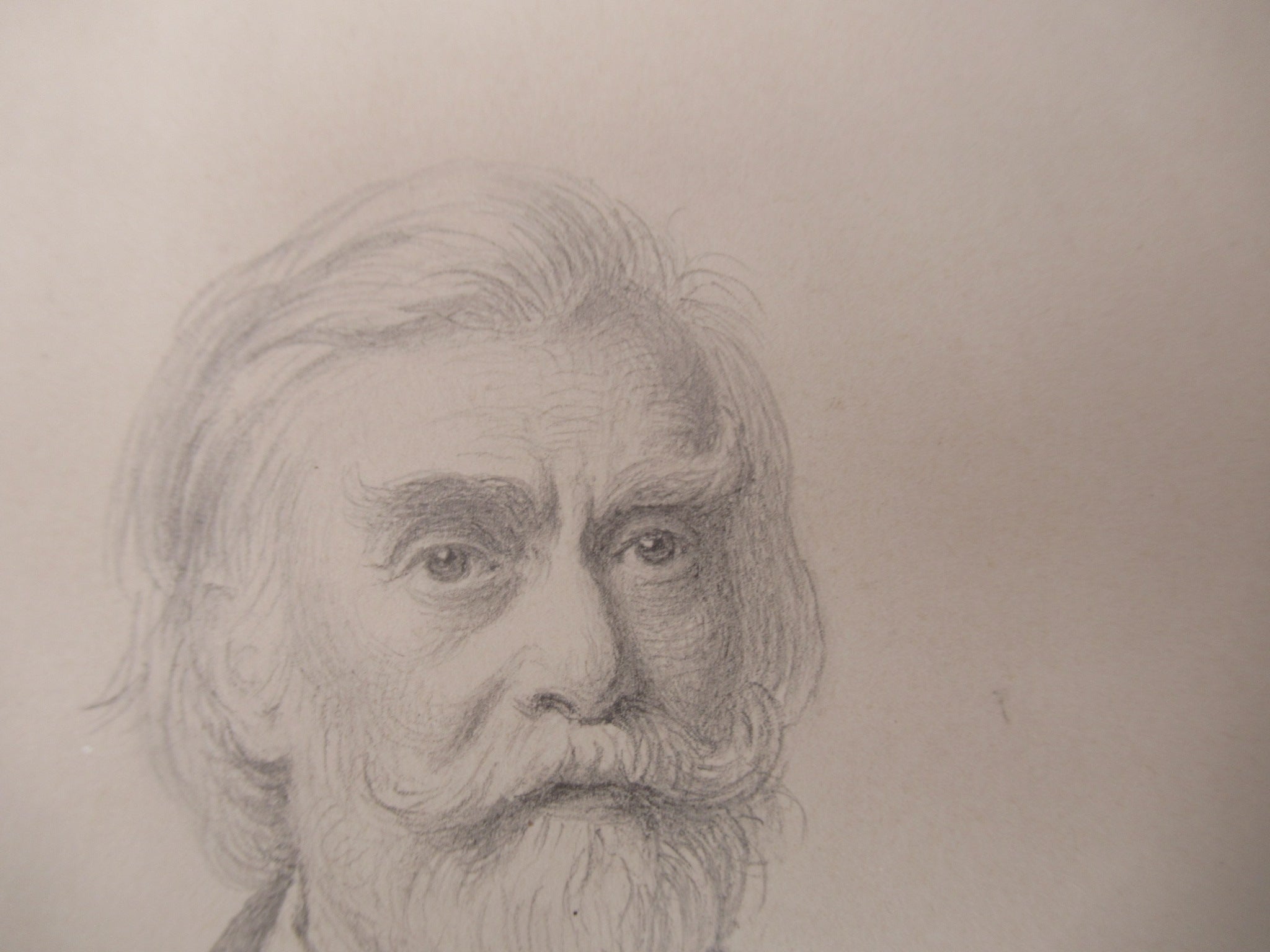 Three original German pencil drawing portraits, Dresden 1884, framed together