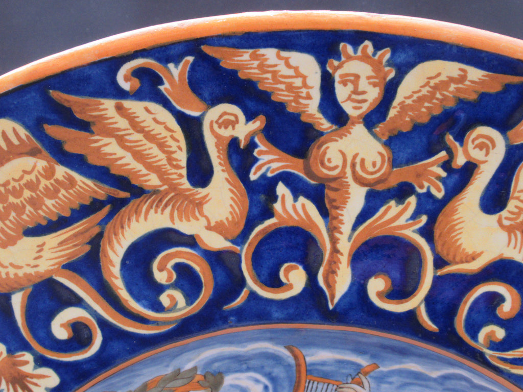 Large antique Italian Majolica Istoriato Dish, Naples c1880, classical scene