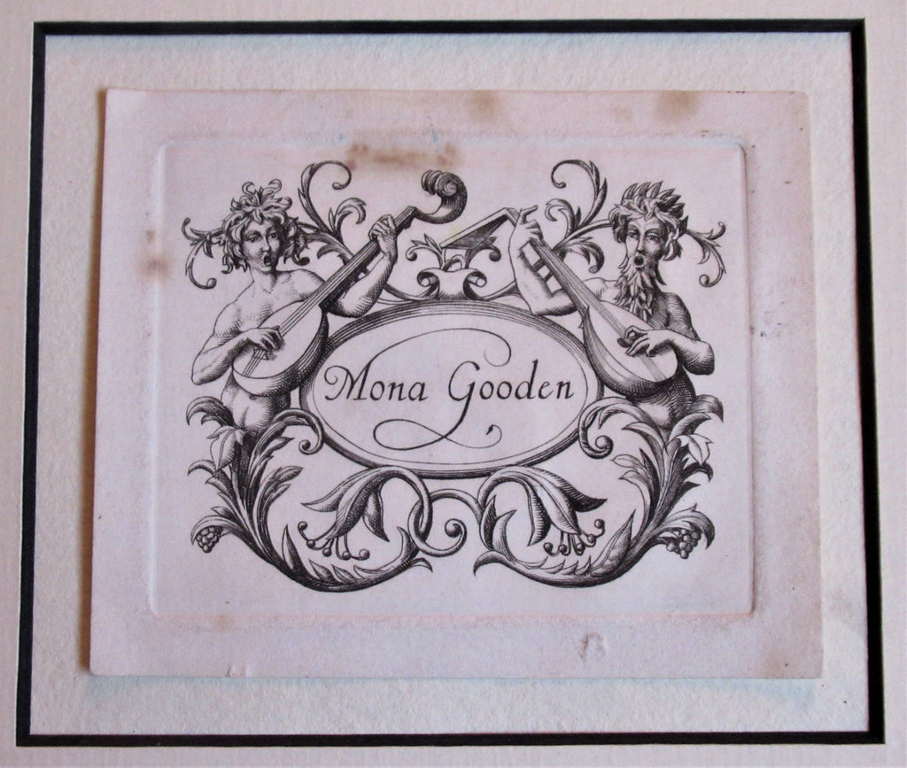 Stephen Gooden, original line engraving print, bookplate for Mona Gooden, 1926