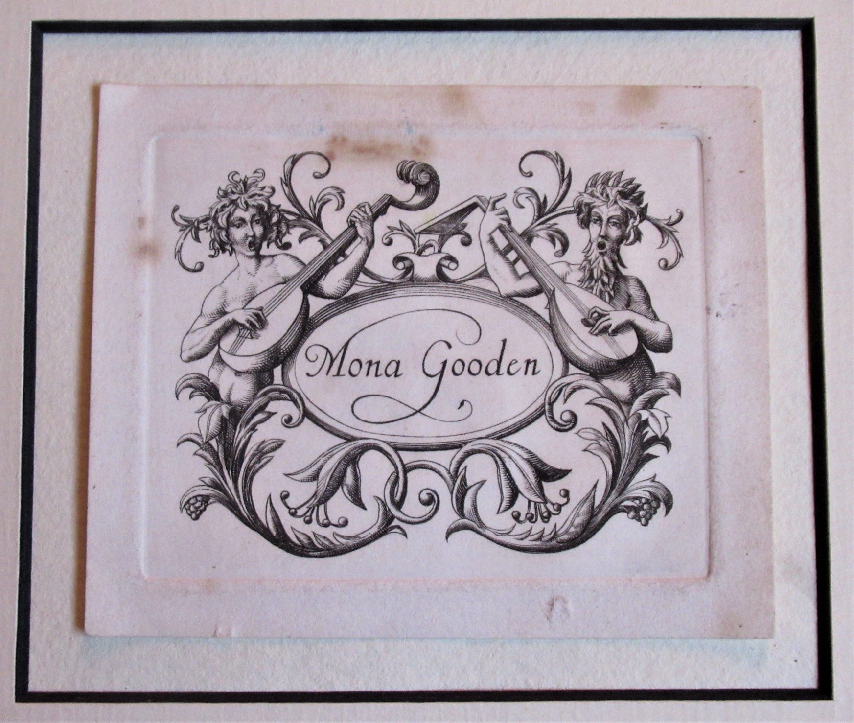 Stephen Gooden, original line engraving print, bookplate for Mona Gooden, 1926