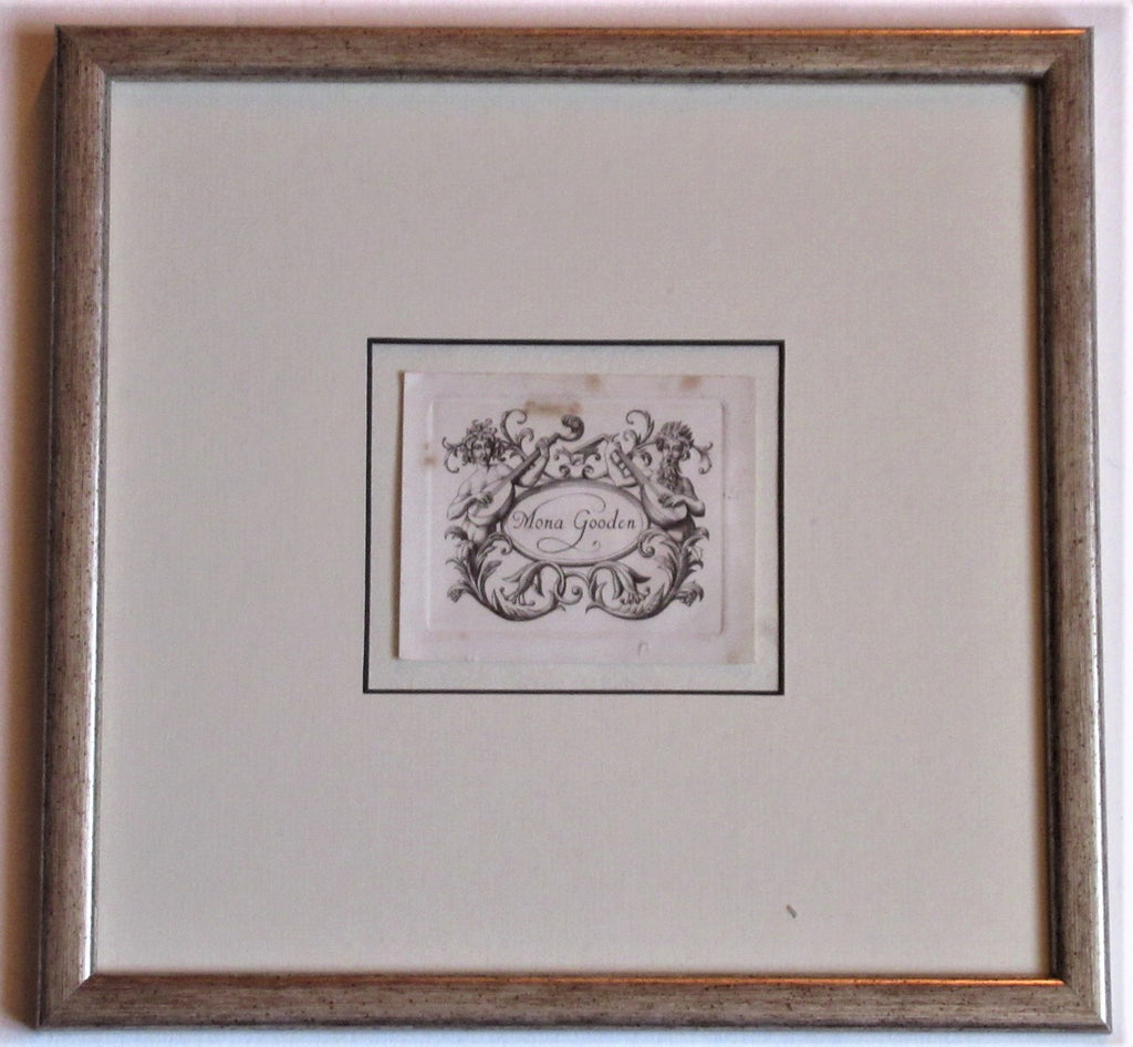Stephen Gooden, original line engraving print, bookplate for Mona Gooden, 1926
