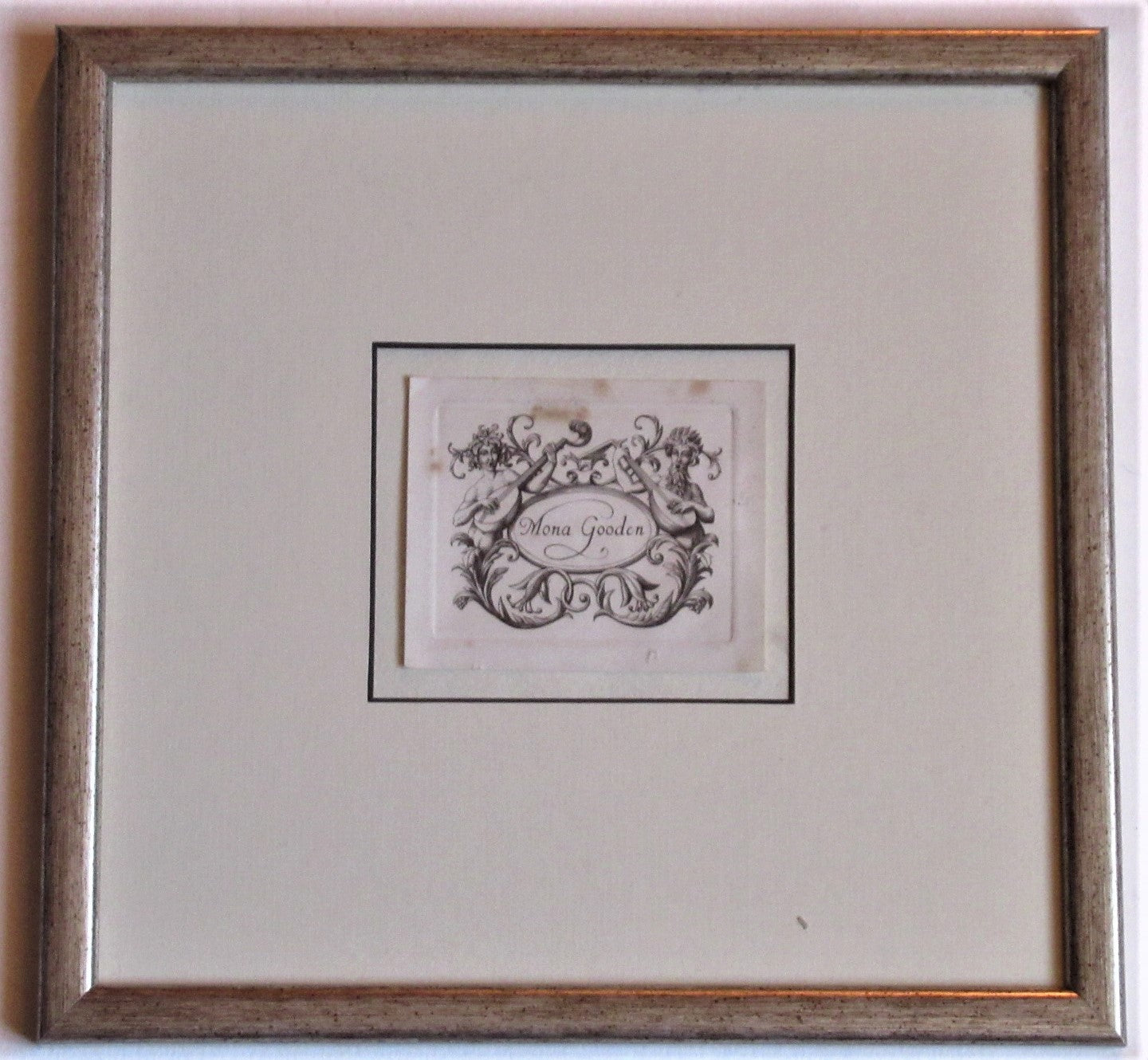 Stephen Gooden, original line engraving print, bookplate for Mona Gooden, 1926