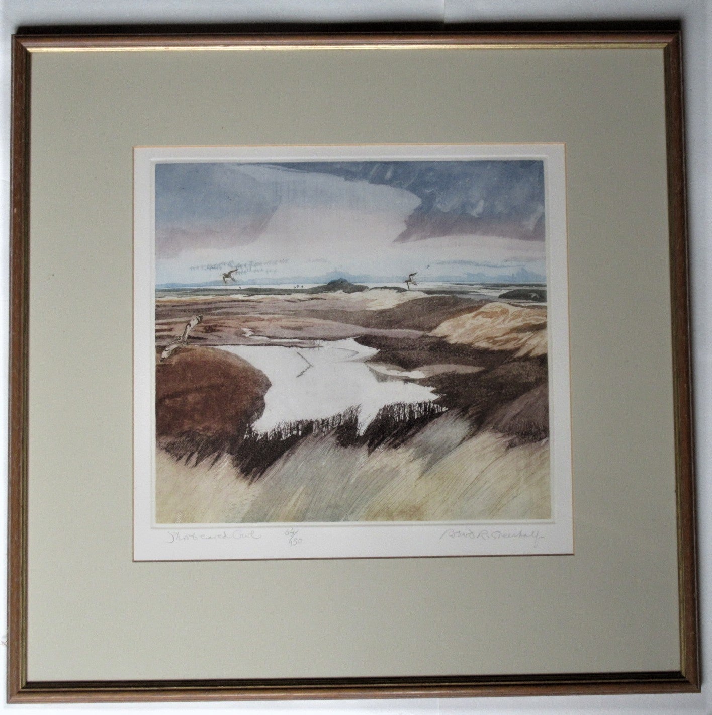 Robert Greenhalf SWLA signed limited edition print, etching, Short-eared Owl