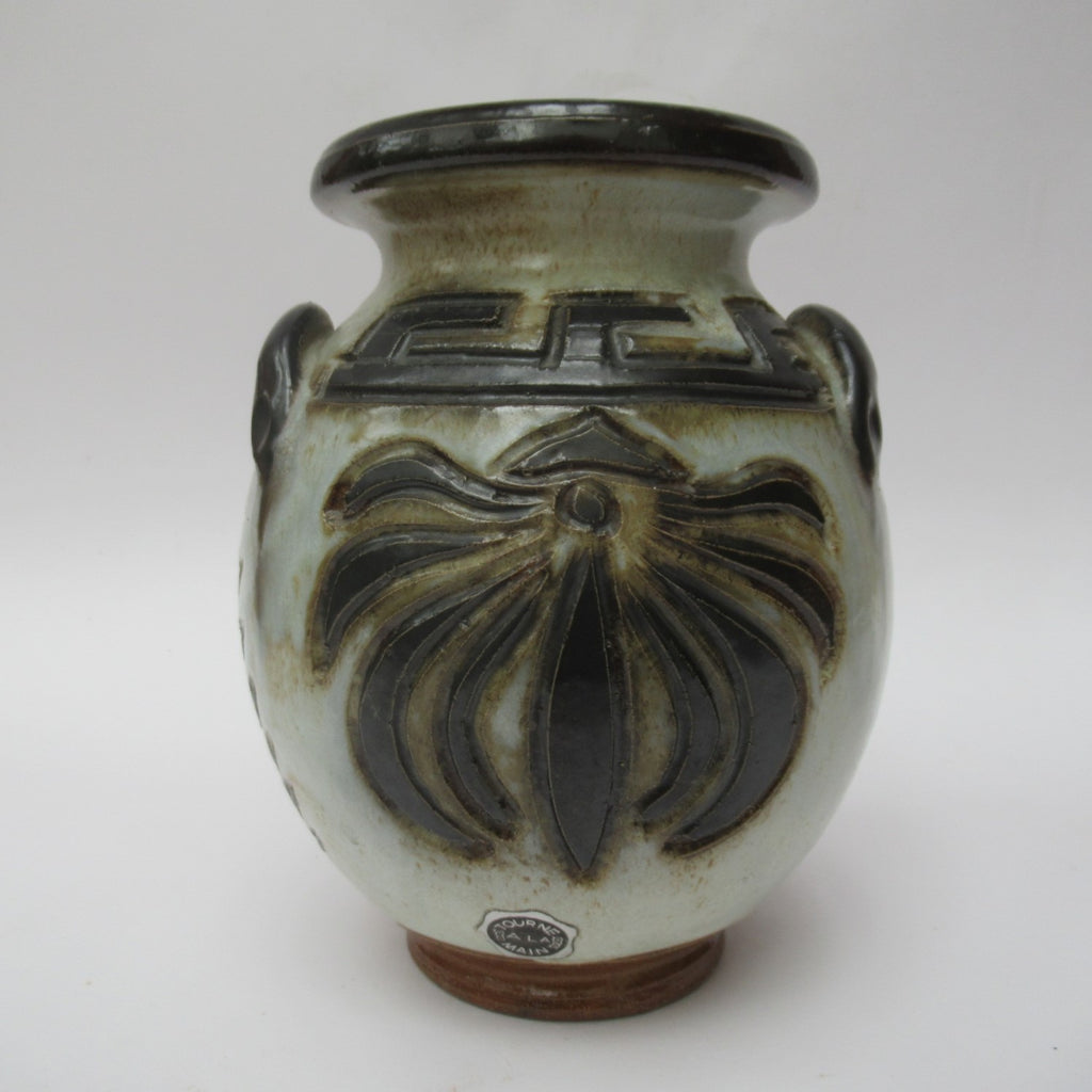 Roger Guerin (Belgium), Art Deco stoneware vase with Lion design, c1930