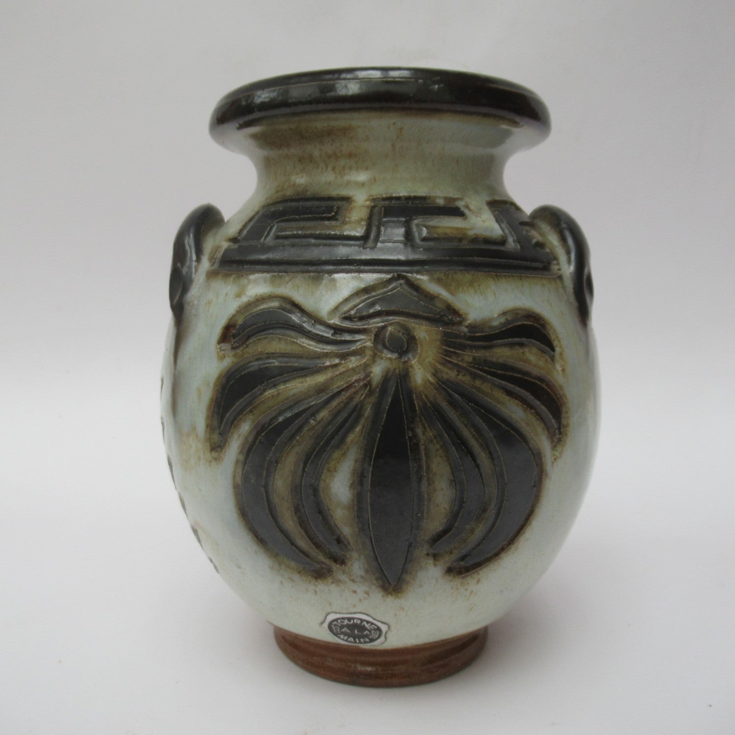 Roger Guerin (Belgium), Art Deco stoneware vase with Lion design, c1930