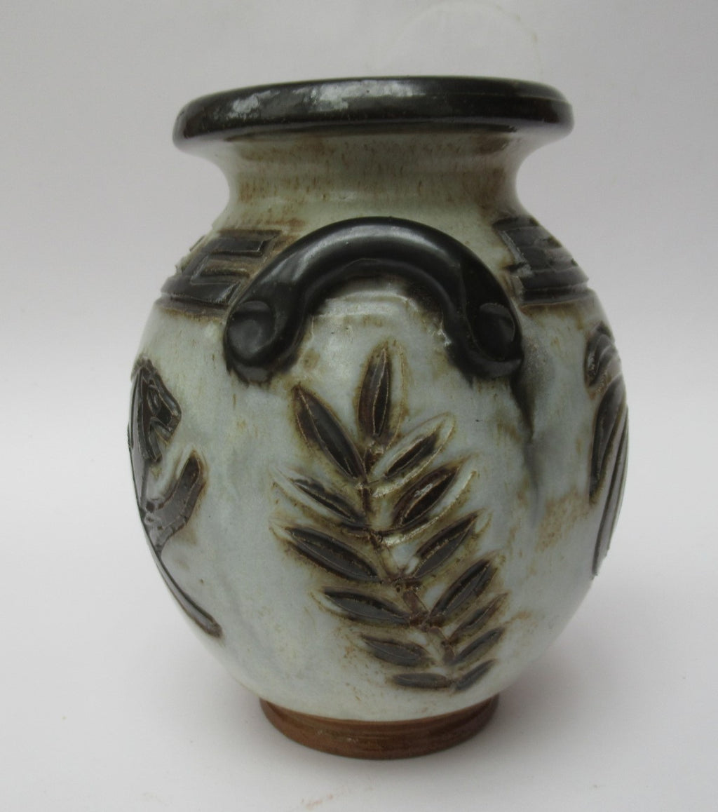 Roger Guerin (Belgium), Art Deco stoneware vase with Lion design, c1930
