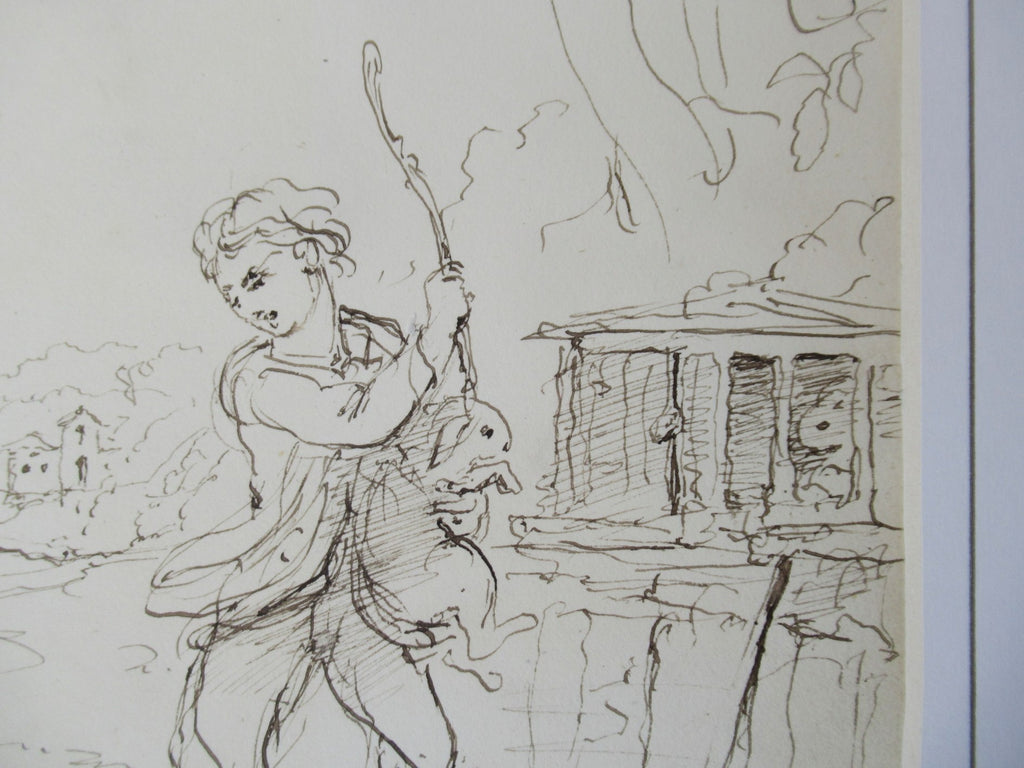 John Hayter original pen & ink drawing titled Claimant & Defendant, signed, 1877