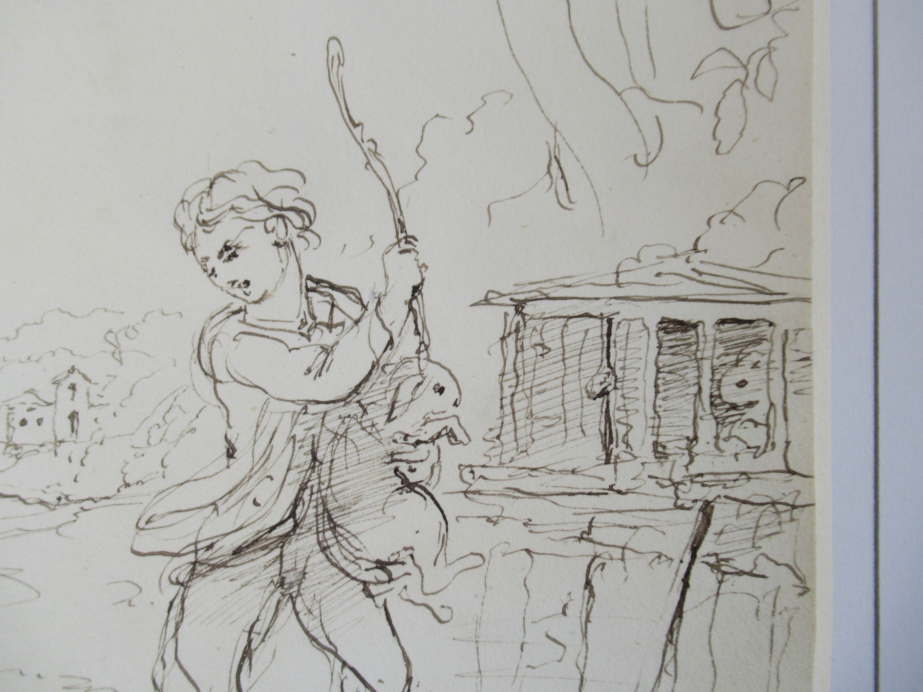 John Hayter original pen & ink drawing titled Claimant & Defendant, signed, 1877
