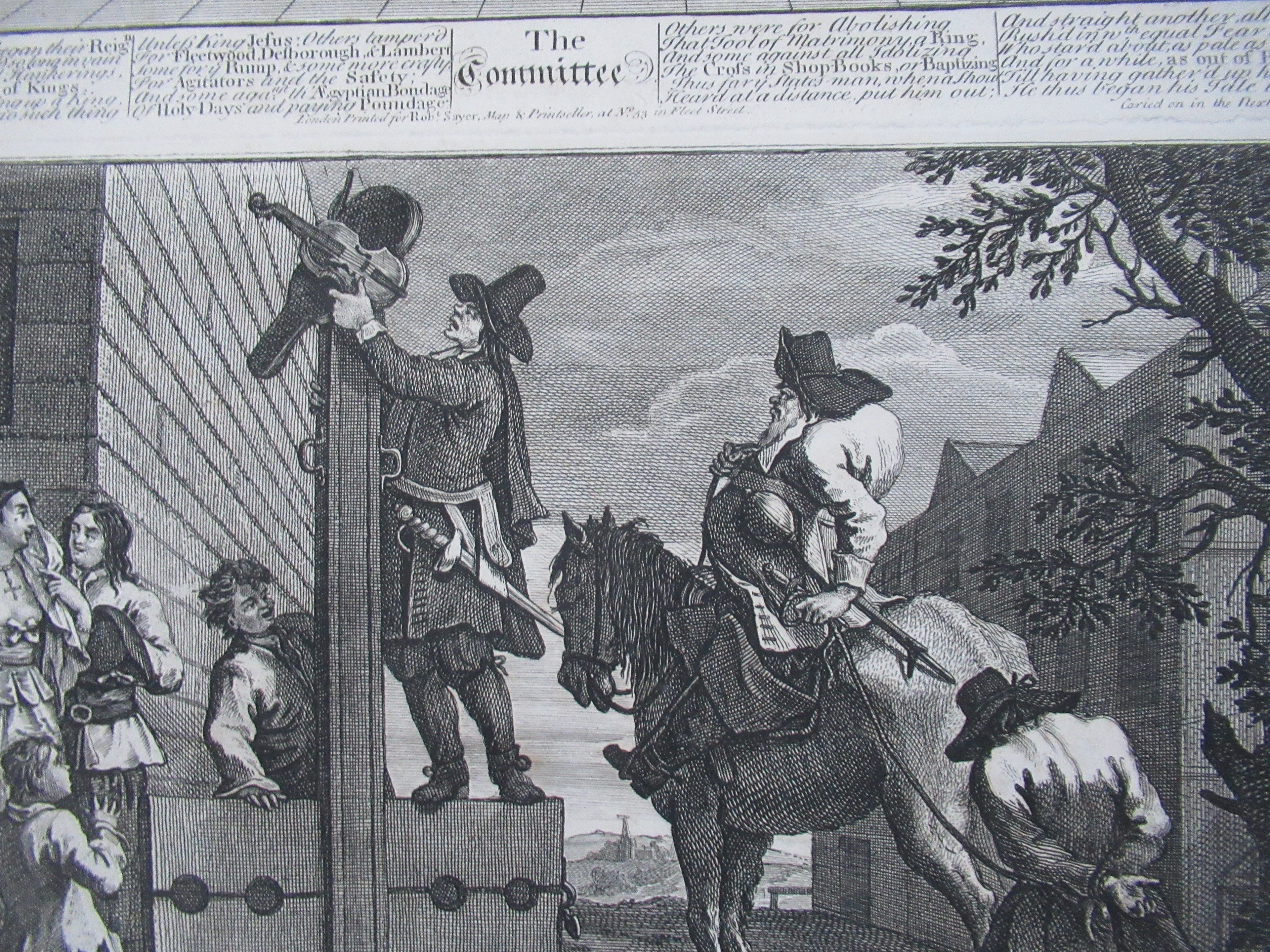 Nine original antique prints by William Hogarth, from illustrations to Hudibras