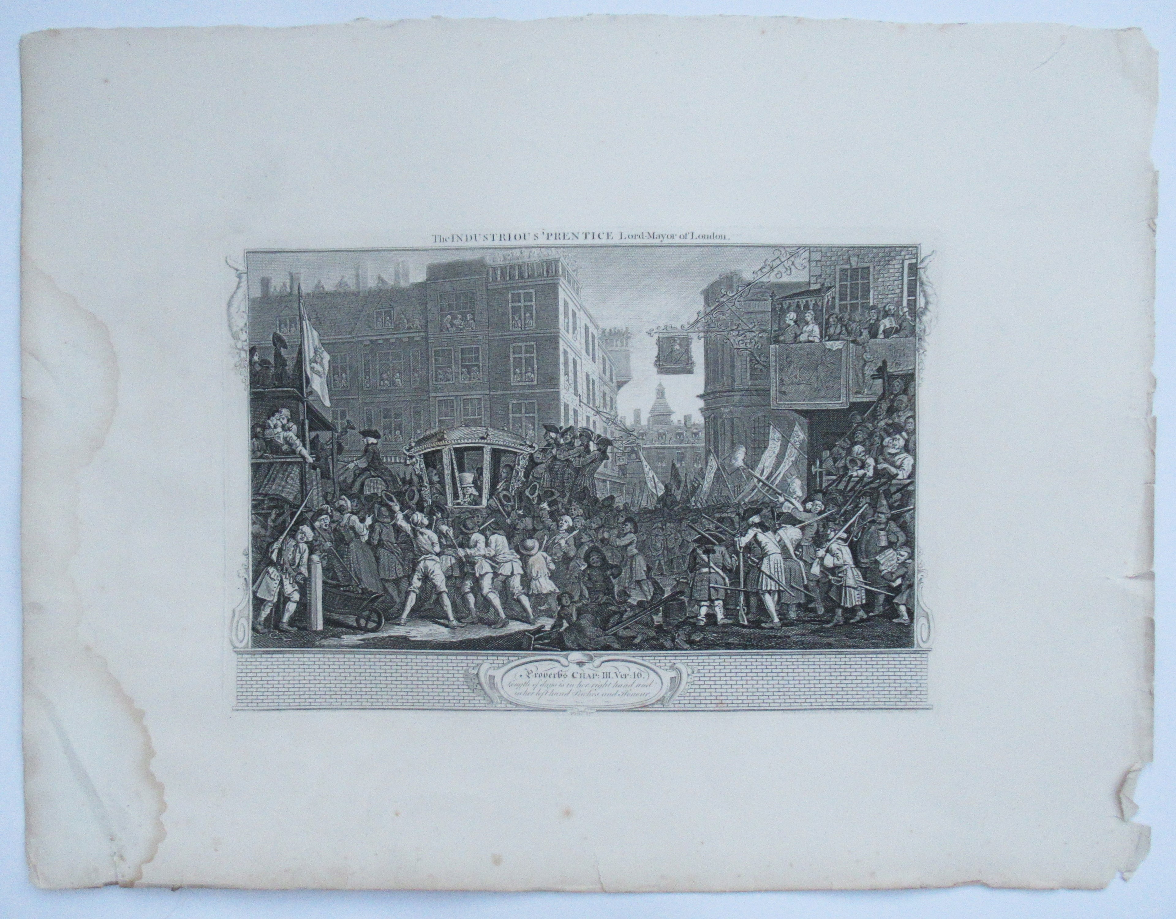 Eleven (of 12) original antique prints by William Hogarth, Industry and Idleness