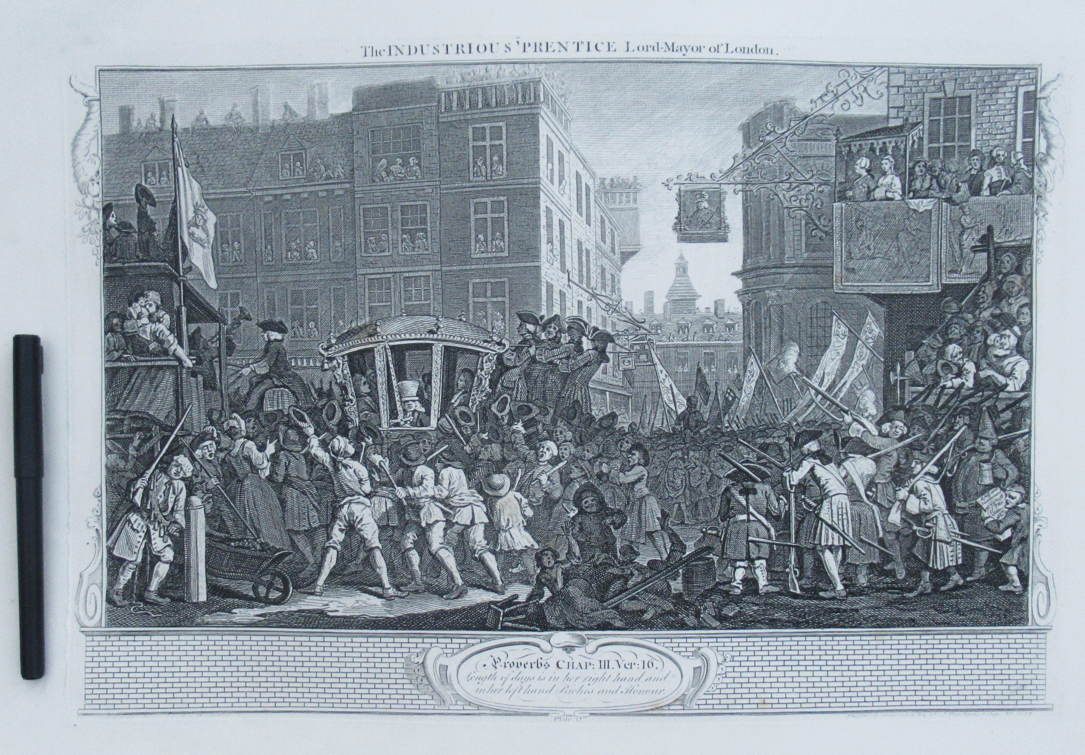 Eleven (of 12) original antique prints by William Hogarth, Industry and Idleness