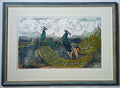 Pauline S Hall SWLA, Peacocks, woodcut print, artist's proof
