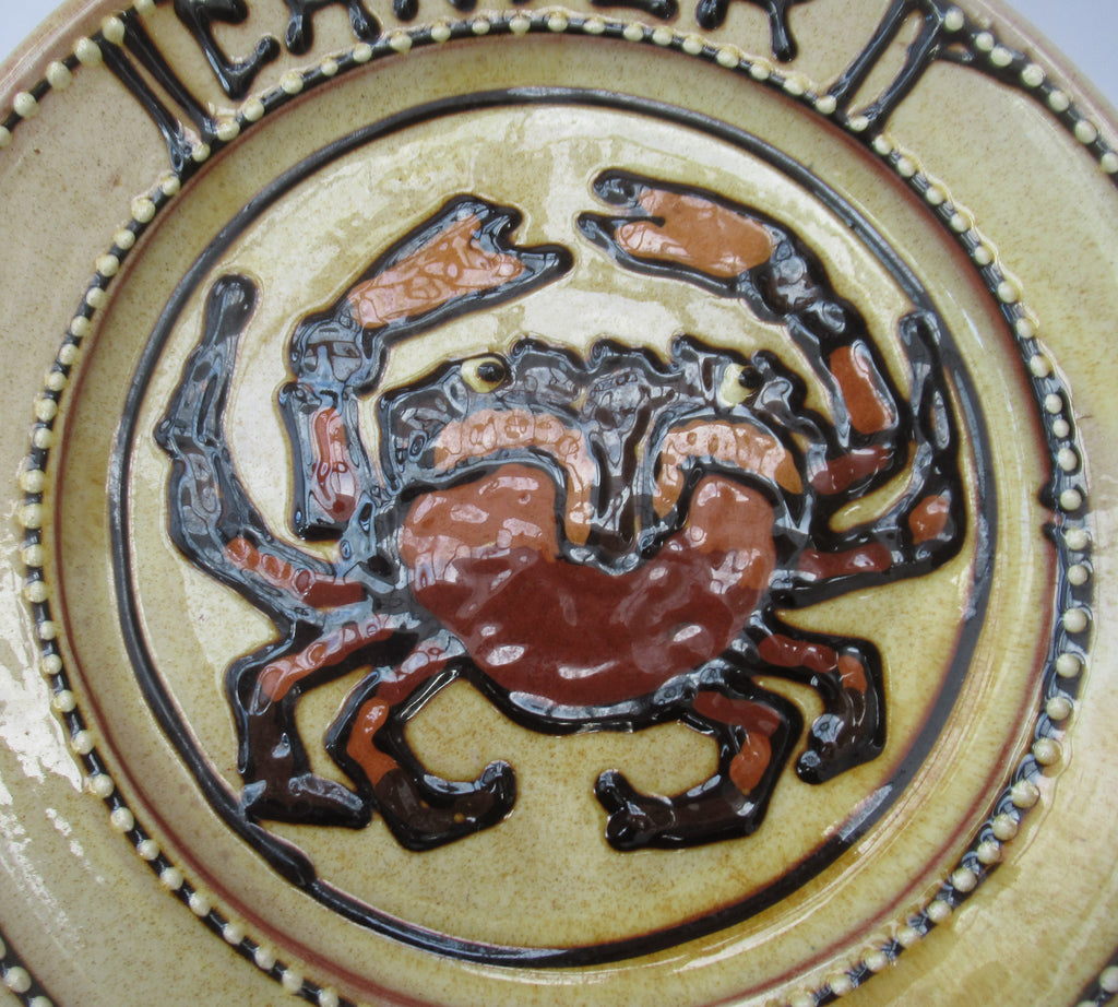 Mary Wondrausch OBE, 1923-2016, Slipware Earthenware Plate, Cancer-The Crab-Zodiac